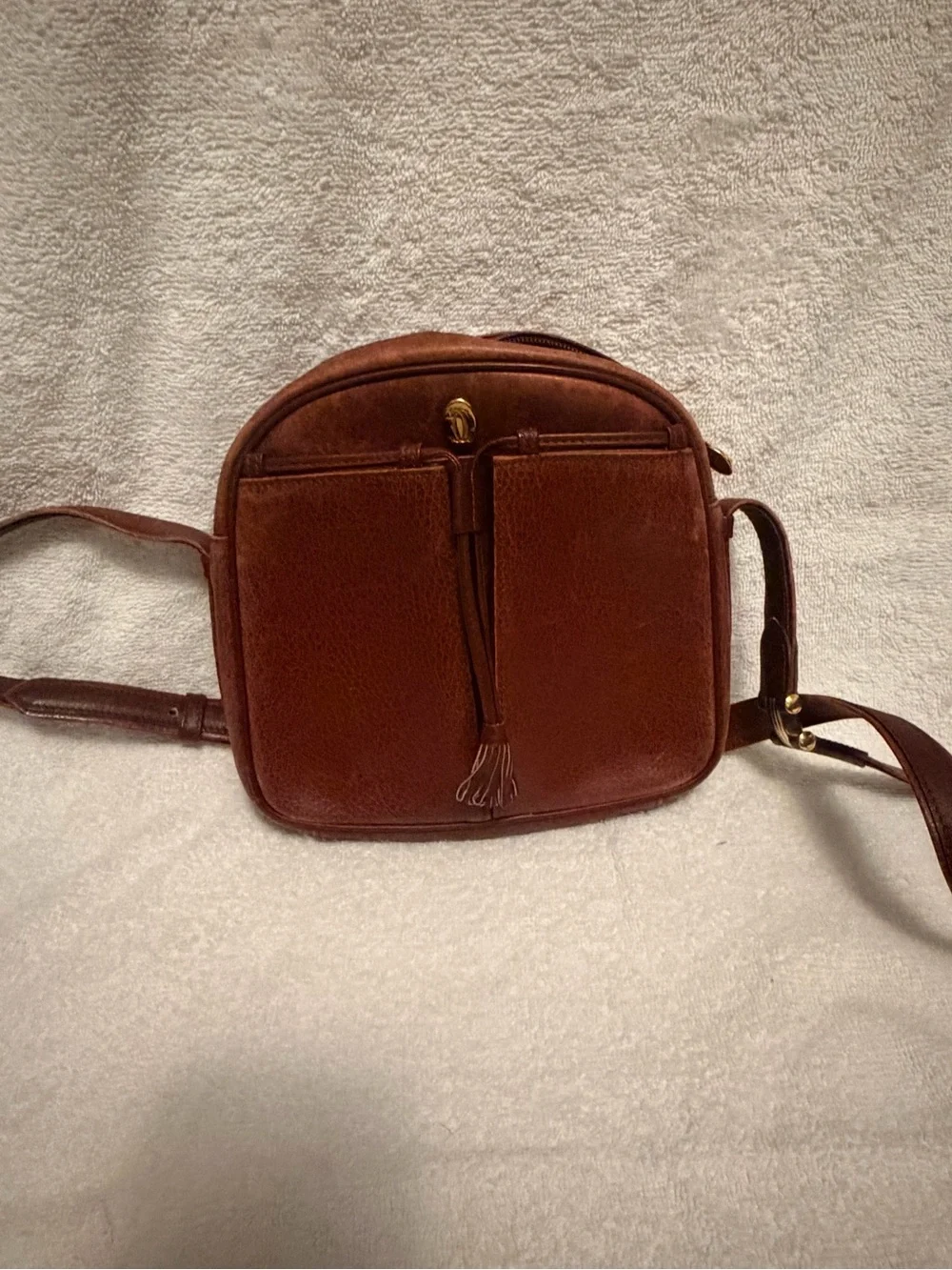 Cartier Brown Leather Messenger Crossbody with Tassel